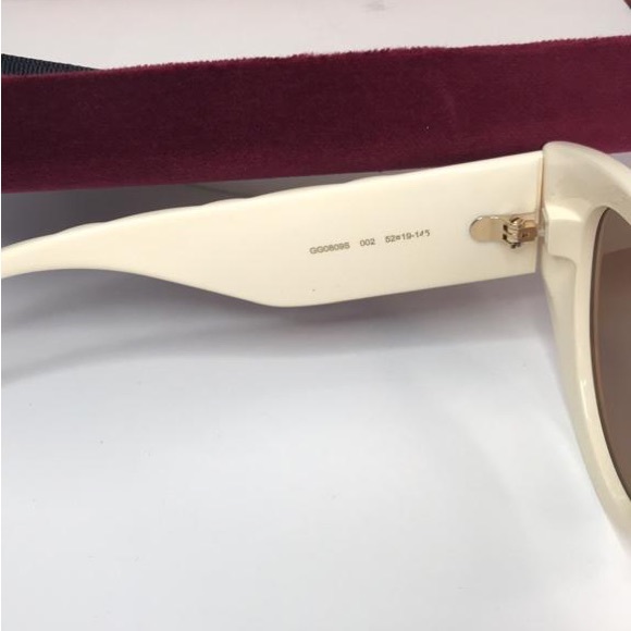 New - GUCCI GG0809S 002 cat eye  sunglass comes in a ivory frame with brown le… - Picture 13 of 17